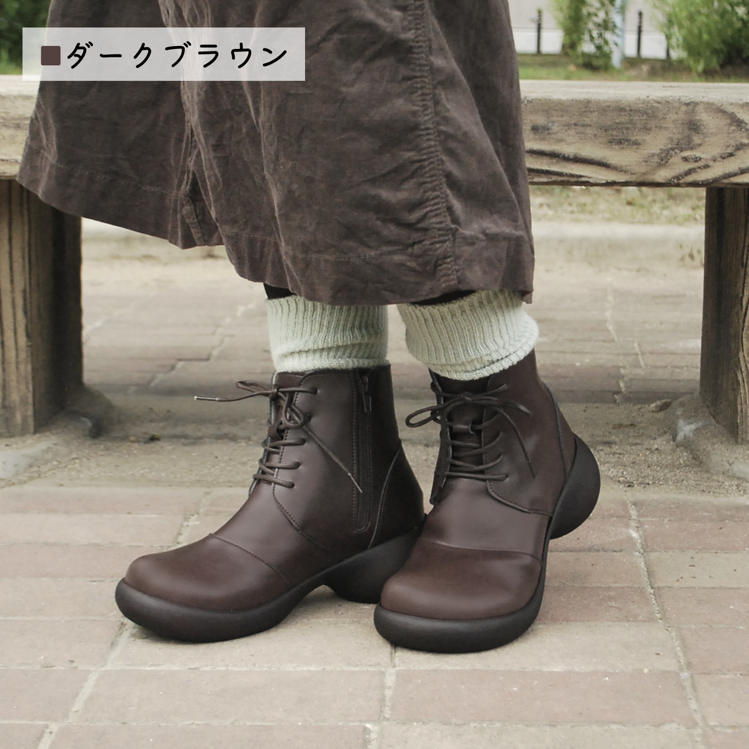 カジュアルレースアップショートブーツ RegettaCanoe -リゲッタカヌー- CJES-6135a エッグシューズ