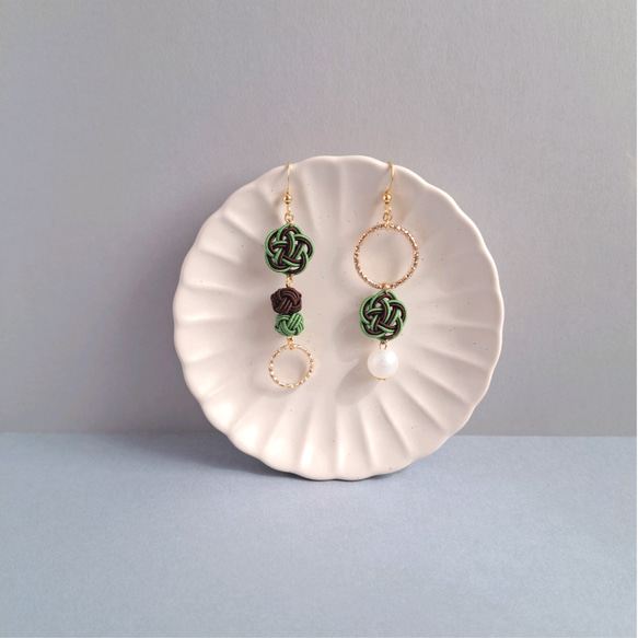 水引 ピアス 梅結び 和風 アイスラリマー 梅結び 天然石 天然石ピアス