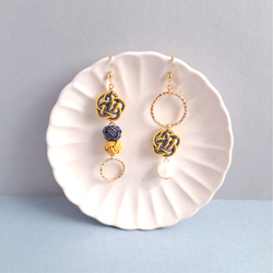 水引　ピアス 梅結び 和風 アイスラリマー 梅結び 天然石　天然石ピアス 楽天市場】【送料無料】職人が織り込んだ 梅結び 水引 ピアス