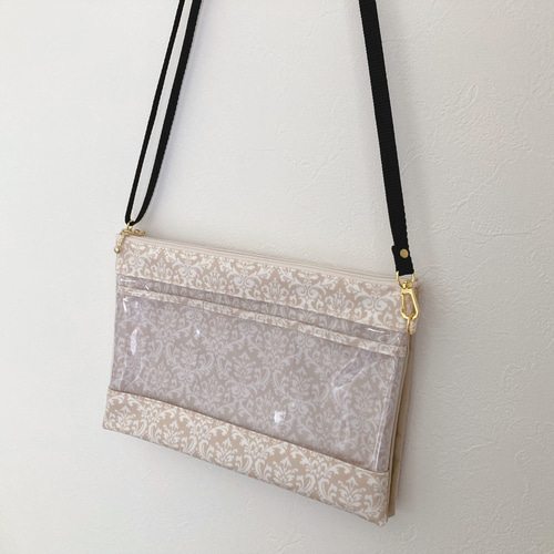 A5サイズも入る！ダブルファスナーポーチ(透明窓付き/ラミネート