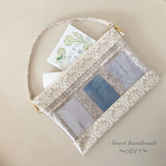 A5サイズも入る！ダブルファスナーポーチ(透明窓付き/ラミネート