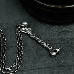 骨 925 スターリングシルバー ペンダント ネックレス - 大腿骨シルバー