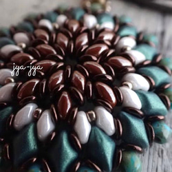 【新色・数量限定】circle beads necklace - グリーンブラウンΦ4.8cm 2枚目の画像