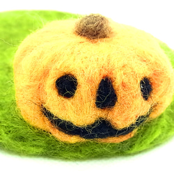 【羊毛フェルト】ハロウィン.ver かぼちゃとオバケ付ミニマット2枚セット 3枚目の画像