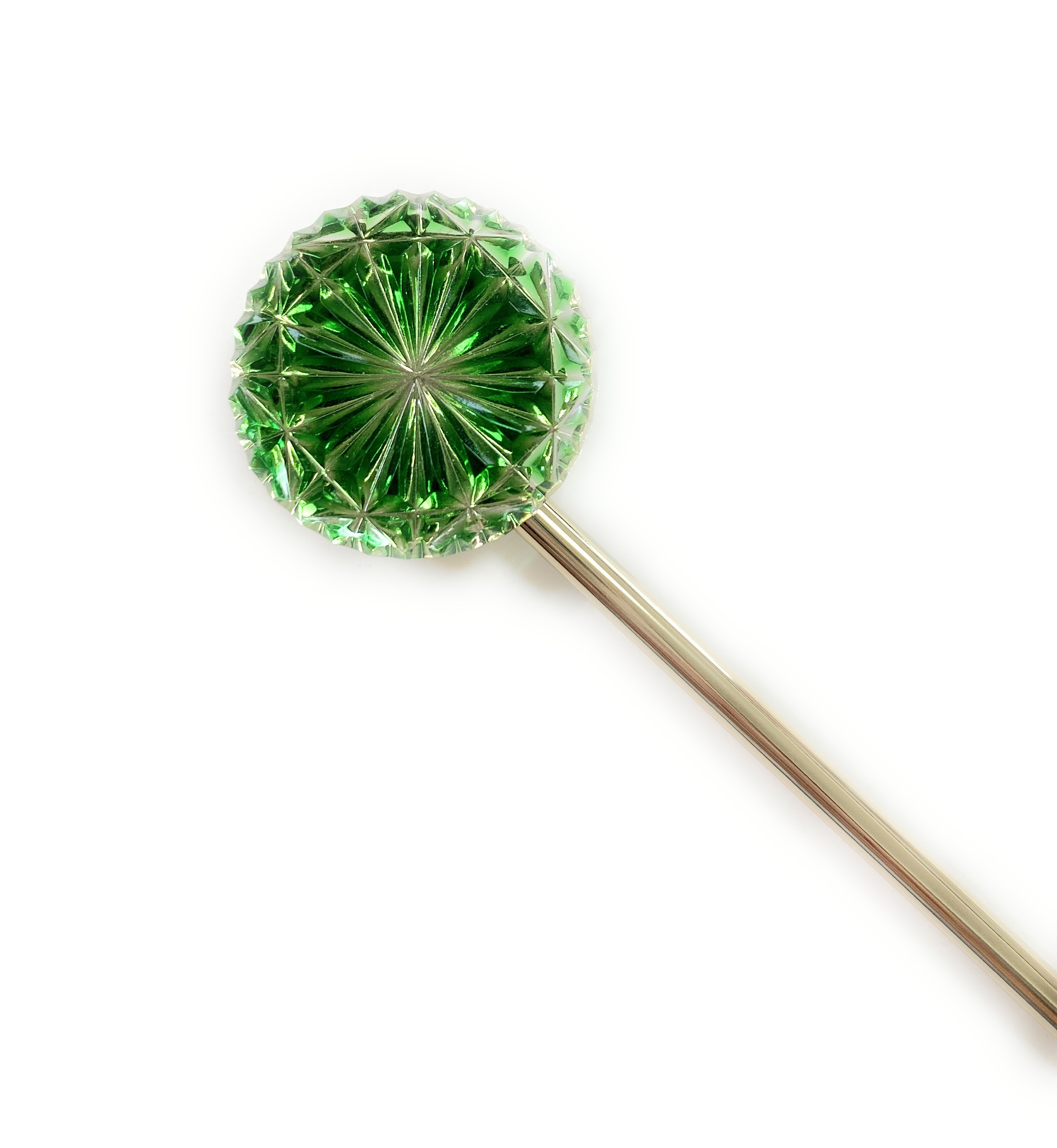 東京切子かんざし　菊　グリーン・ゴールド