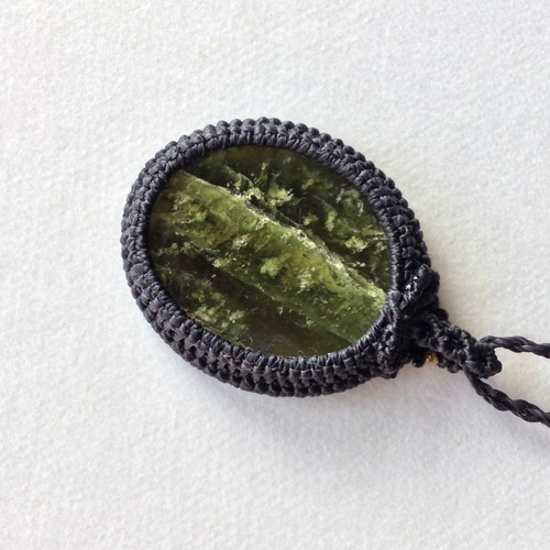 グロッシュラーガーネットのマクラメネックレス ネックレス