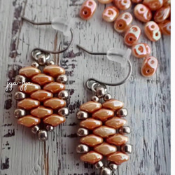 twin beads earrings - orange 1枚目の画像