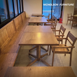 ヴィンテージ風　正方形ダイニングテーブル　木製一本脚　カフェテーブル  ミーティングテーブル［ 定番品・受注生産 ］ 7枚目の画像