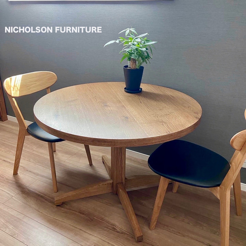 ヴィンテージ風 丸型ダイニングテーブル 一本脚 パーティーテーブル