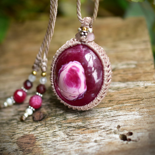 涙のルビー☆ ルビーマクラメペンダント663 ネックレス