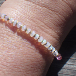 [十月生日石] 14kgf * Opal Sunet Bracelet Opal &amp; Pink Tormaline ☆ 第10張的照片