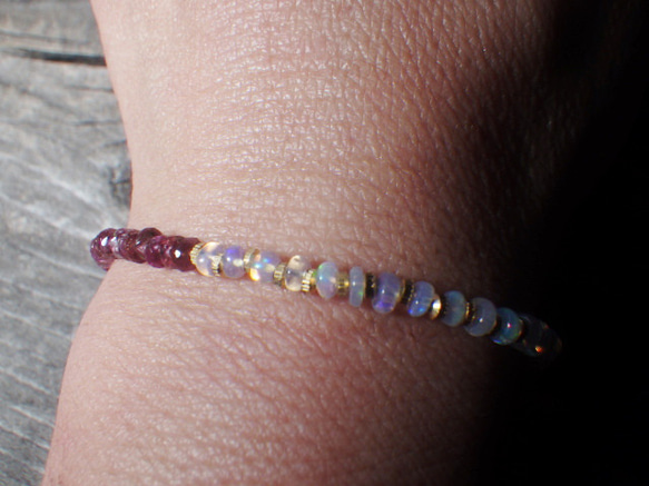 [十月生日石] 14kgf * Opal Sunet Bracelet Opal &amp; Pink Tormaline ☆ 第17張的照片