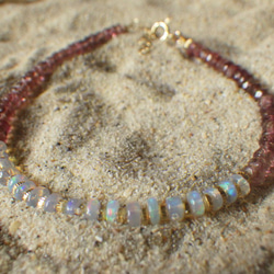 [十月生日石] 14kgf * Opal Sunet Bracelet Opal &amp; Pink Tormaline ☆ 第16張的照片