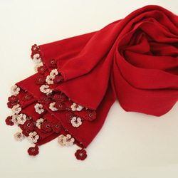 [Made to order] OYA Pashmina shawl [MARY] Burgundy 第4張的照片