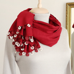[Made to order] OYA Pashmina shawl [MARY] Burgundy 第7張的照片