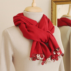 [Made to order] OYA Pashmina shawl [MARY] Burgundy 第5張的照片