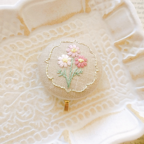 刺繍アクセサリー『秋桜』 ポニーフック・ヘアカフス amyu 通販