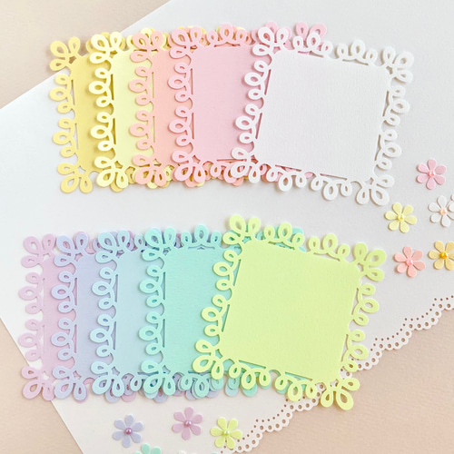 素敵なレースのメッセージカード10枚 小さなお花付き〜クラフトパンチ