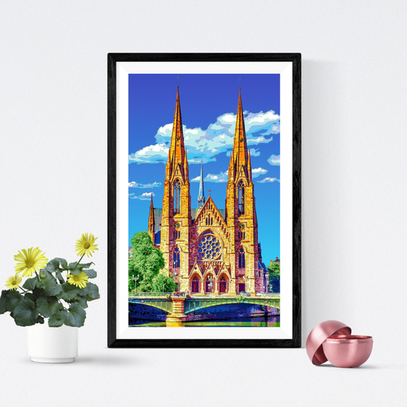 【アートポスター】フランス ストラスブールのセントポール教会（作品No.407） 1枚目の画像