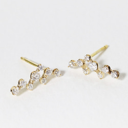 k18 天然ダイヤモンド 0.22ct デザインピアス pierced earri YG WG PG アシンメトリー 星 6枚目の画像