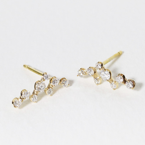 k18 天然ダイヤモンド 0.22ct デザインピアス pierced earri YG