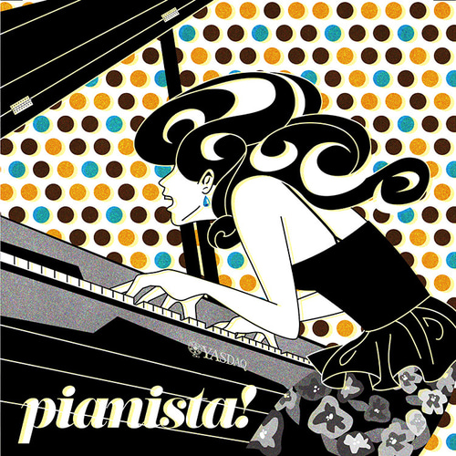 【1点物】エストニアアーティスト作品/レコードジャケット レコードジャケット風アート【レコード盤なし】ピアニスタc76 イラスト