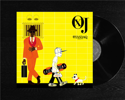 レコードジャケット風アート【レコード盤なし】町壱c099