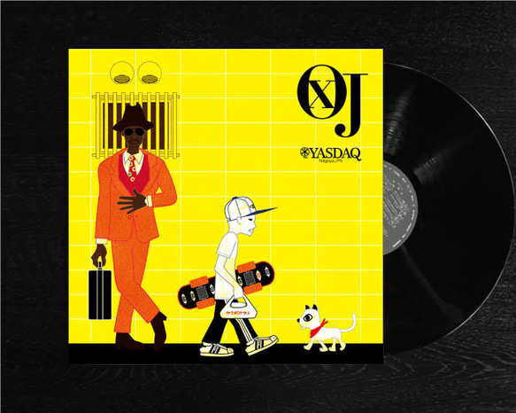 レコードジャケット風アート【レコード盤なし】町壱c099