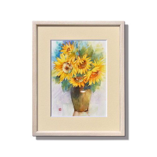 未来を見つめて】水彩原画 額縁付き 一点物 特典付き ※Sold 絵画
