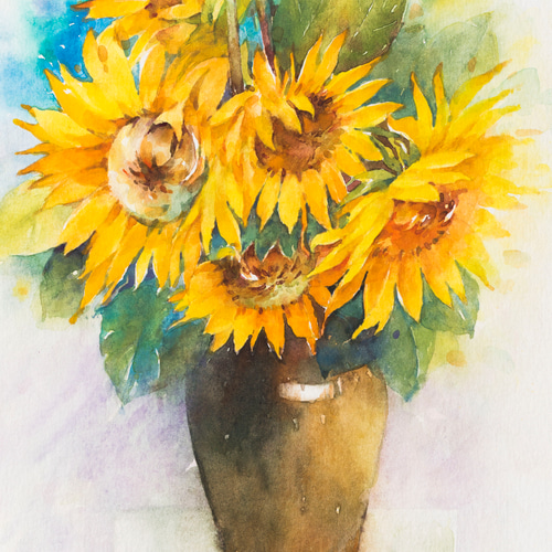 未来を見つめて】水彩原画 額縁付き 一点物 特典付き ※Sold 絵画