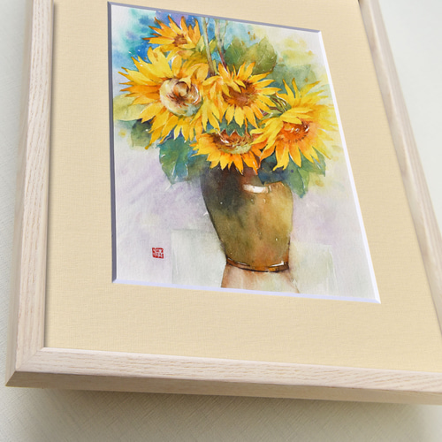 未来を見つめて】水彩原画 額縁付き 一点物 特典付き ※Sold 絵画