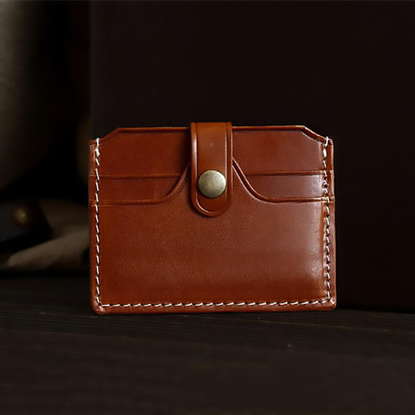 極薄本革カードケース 定期入れ  多収納ミニ財布 ポケット 2枚目の画像