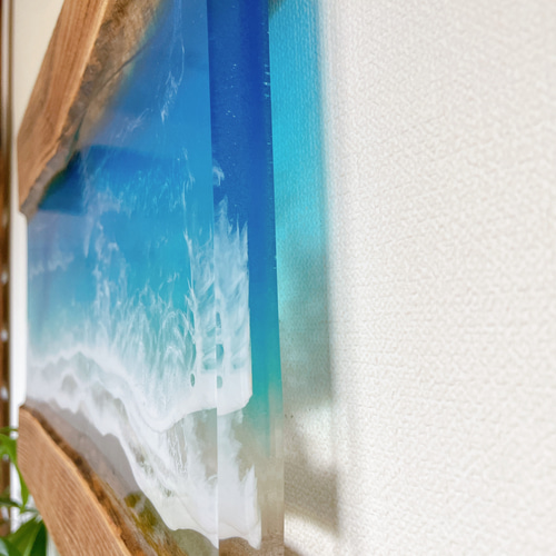 送料無料】ウッドレジンアート☆絵画 ハワイ インテリアパネル 西海岸 
