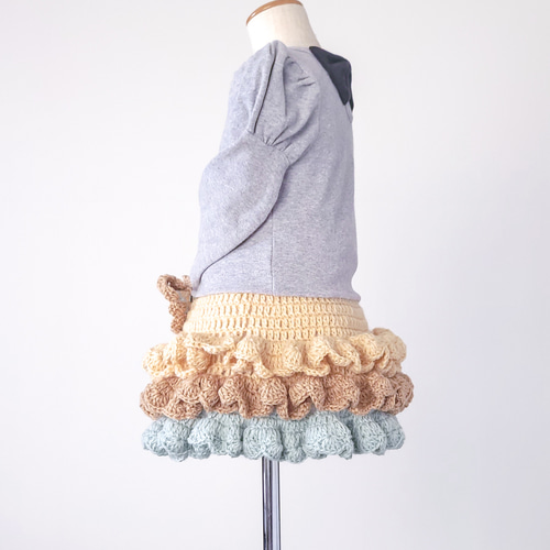 babytoly 手編み フリルスカート クリーム色 babytoly 手編み フリルスカート クリーム色-販売ファッション