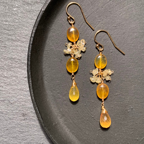 天然石ピアス No．14イエローサファイアのピアス