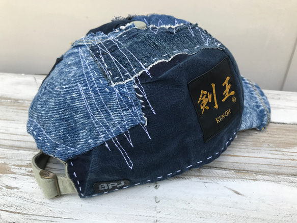 襤褸パッチワーク帽子「キャップ-023」 7枚目の画像