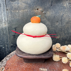 鏡もち（大）（赤）　Ｏ-405-1　陶製　/Kagami mochi/鏡餅 1枚目の画像