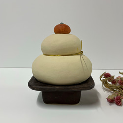 鏡もち（大）（金）　Ｏ-405-2　陶製　/Kagami mochi/鏡餅 4枚目の画像