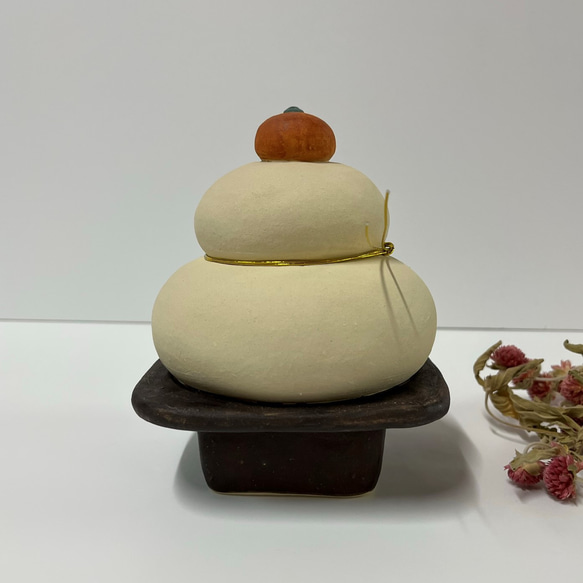 鏡もち（大）（金）　Ｏ-405-2　陶製　/Kagami mochi/鏡餅 4枚目の画像