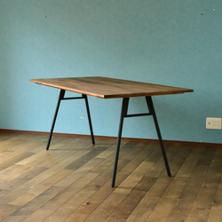 【160㎝】ダイニングテーブル　アイアン脚　ミディアムブラウン160㎝　無垢材　ヒノキ 6枚目の画像