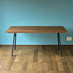 【160㎝】ダイニングテーブル　アイアン脚　ミディアムブラウン160㎝　無垢材　ヒノキ 5枚目の画像