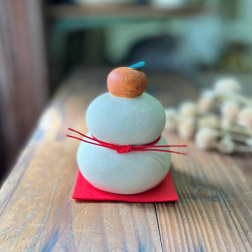 鏡もち（赤） O-404-1 陶製 /Kagami mochi/鏡餅 鏡餅 サバイディー