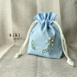 販売2*  菜の花の花言葉【小さな幸せ】刺繡巾着袋 1枚目の画像