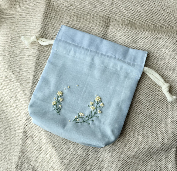 販売2*  菜の花の花言葉【小さな幸せ】刺繡巾着袋 3枚目の画像