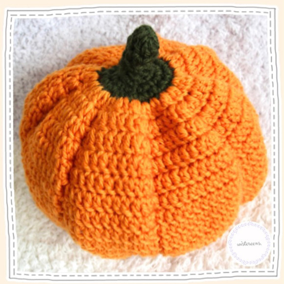 まんまる オレンジかぼちゃ帽子 1枚目の画像