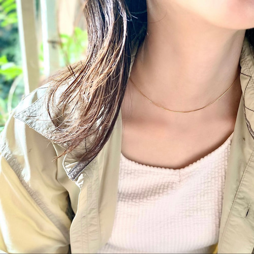 アジャスターなし！シンプルな14kgfボックスチェーンネックレス 金属