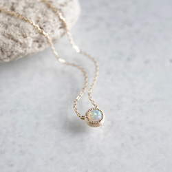 [October] Opal birthstone necklace 4mm [P108K10(OP)] 2枚目の画像