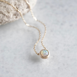 [October] Opal birthstone necklace 4mm [P108K10(OP)] 1枚目の画像