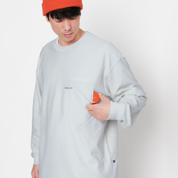 TMCAZ LS PocketTee [ミストグレー] オーバーサイズ ロングスリーブ ダブルポケットTシャツ 綿100% 2枚目の画像