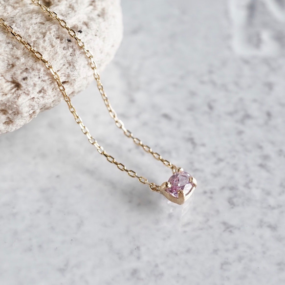 [October] Pink tourmaline oval necklace [P109K10(PT)] 1枚目の画像